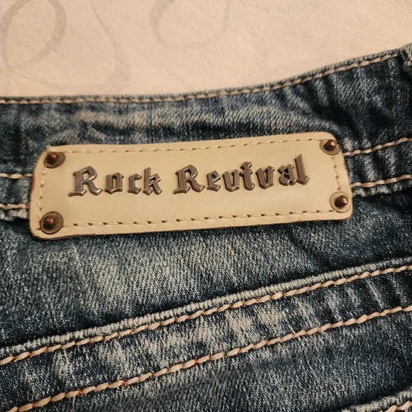 Rock Revival Emilie Easy Shorts 28 Y2K Western Cowgirl Embroidered Denim Glam - Picture 5 of 16